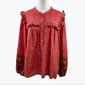 Joie NWT Floral Peasant Long Sleeve Blouse Size XL
